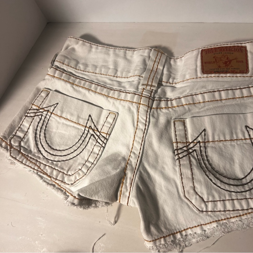 True Religion White Denim with Brown Label